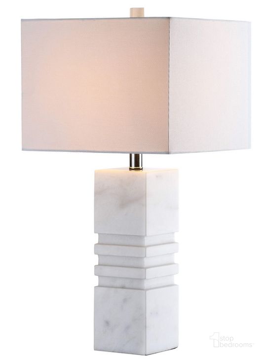 The appearance of Faye White Marble Table Lamp designed by Safavieh in the modern / contemporary interior design. This white piece of furniture  was selected by 1StopBedrooms from Safavieh TBL Collection to add a touch of cosiness and style into your home. Sku: TBL4064B. Product Type: Table Lamp. Image1