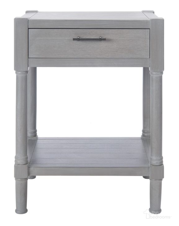 The appearance of Filbert 1 Drawer Accent Table in Grey designed by Safavieh in the modern / contemporary interior design. This grey piece of furniture  was selected by 1StopBedrooms from Filbert Collection to add a touch of cosiness and style into your home. Sku: ACC5711D. Material: Wood. Product Type: Accent Table. Image1