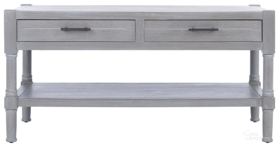 The appearance of Filbert 2 Drawer Coffee Table in Grey designed by Safavieh in the traditional interior design. This grey piece of furniture  was selected by 1StopBedrooms from Filbert Collection to add a touch of cosiness and style into your home. Sku: COF5703D. Material: Wood. Product Type: Coffee Table. Image1