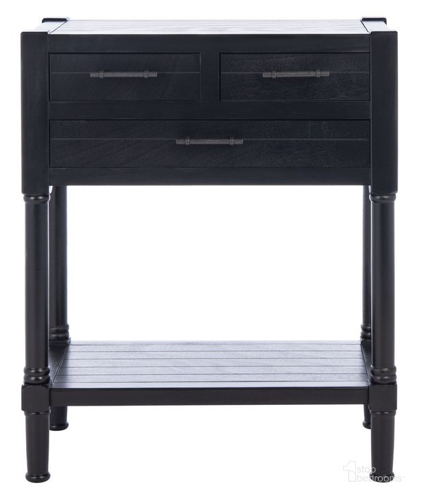 The appearance of Filbert 3 Drawer Console Table in Black designed by Safavieh in the modern / contemporary interior design. This black piece of furniture  was selected by 1StopBedrooms from Filbert Collection to add a touch of cosiness and style into your home. Sku: CNS5717B. Material: Wood. Product Type: Console Table. Image1