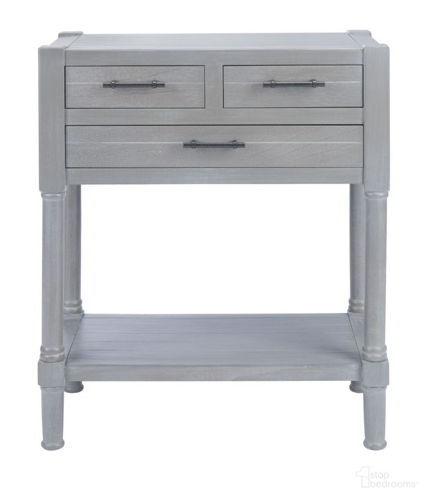 The appearance of Filbert 3 Drawer Console Table in Grey designed by Safavieh in the modern / contemporary interior design. This grey piece of furniture  was selected by 1StopBedrooms from Filbert Collection to add a touch of cosiness and style into your home. Sku: CNS5717D. Material: Wood. Product Type: Console Table. Image1