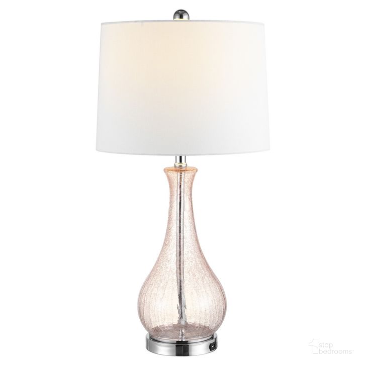 The appearance of Finnley 27.5 Inch Blush Table Lamp with Usb Port designed by Safavieh in the modern / contemporary interior design. This blush piece of furniture  was selected by 1StopBedrooms from Finnley Collection to add a touch of cosiness and style into your home. Sku: TBL4206C-U. Material: Glass. Product Type: Table Lamp. Image1