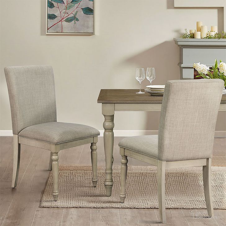 The appearance of Fiona Upholstered Dining Chair with Turned Wood Legs Set of 2 In Light Grey designed by Olliix in the country / farmhouse interior design. This light grey piece of furniture  was selected by 1StopBedrooms from Fiona Collection to add a touch of cosiness and style into your home. Sku: MT108-1186. Material: Wood. Product Type: Dining Chair. Image1