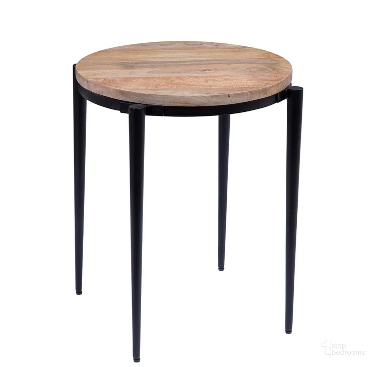 The appearance of Florence 22 Inch Round End Table In Light Mango and Black designed by Martin Svensson Home in the transitional interior design. This mango piece of furniture  was selected by 1StopBedrooms from Florence Collection to add a touch of cosiness and style into your home. Sku: 8706312. Material: Wood. Product Type: End Table. Image1