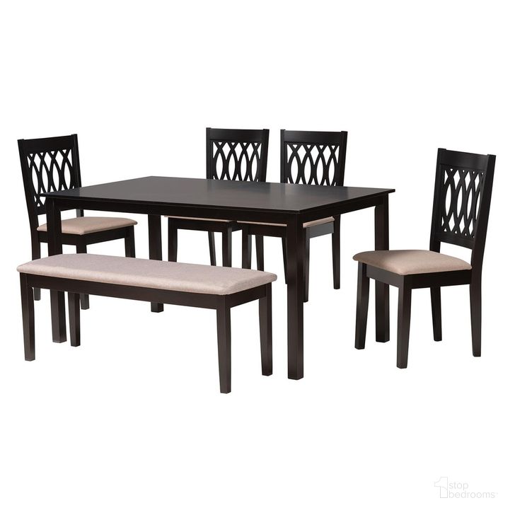 The appearance of Florencia Wood 6 Piece Dining Set In Beige and Espresso Brown designed by Baxton Studio in the modern / contemporary interior design. This beige and brown piece of furniture  was selected by 1StopBedrooms from Florencia Collection to add a touch of cosiness and style into your home. Sku: RH388C-Sand/Dark Brown-6PC Dining Set. Product Type: Dining Room Set. Material: MDF. Image1