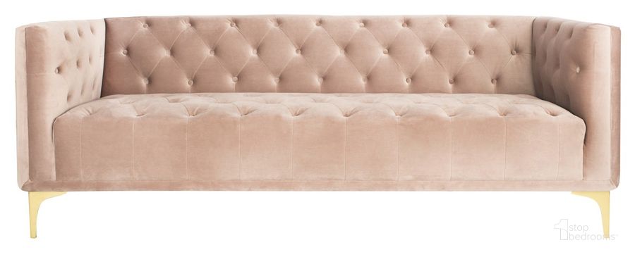 The appearance of Florentino Tufted Sofa In Pale Mauve designed by Safavieh Couture in the modern / contemporary interior design. This mauve piece of furniture  was selected by 1StopBedrooms from Florentino Collection to add a touch of cosiness and style into your home. Sku: SFV4506B. Material: Metal. Product Type: Sofa. Image1