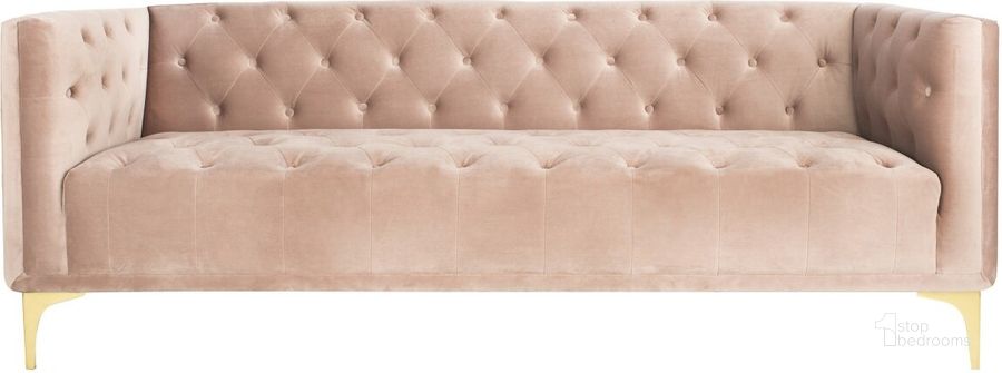 The appearance of Florentino Tufted Sofa In Pale Mauve designed by Safavieh Couture in the modern / contemporary interior design. This mauve piece of furniture  was selected by 1StopBedrooms from Florentino Collection to add a touch of cosiness and style into your home. Sku: SFV4506B. Material: Metal. Product Type: Sofa. Image1