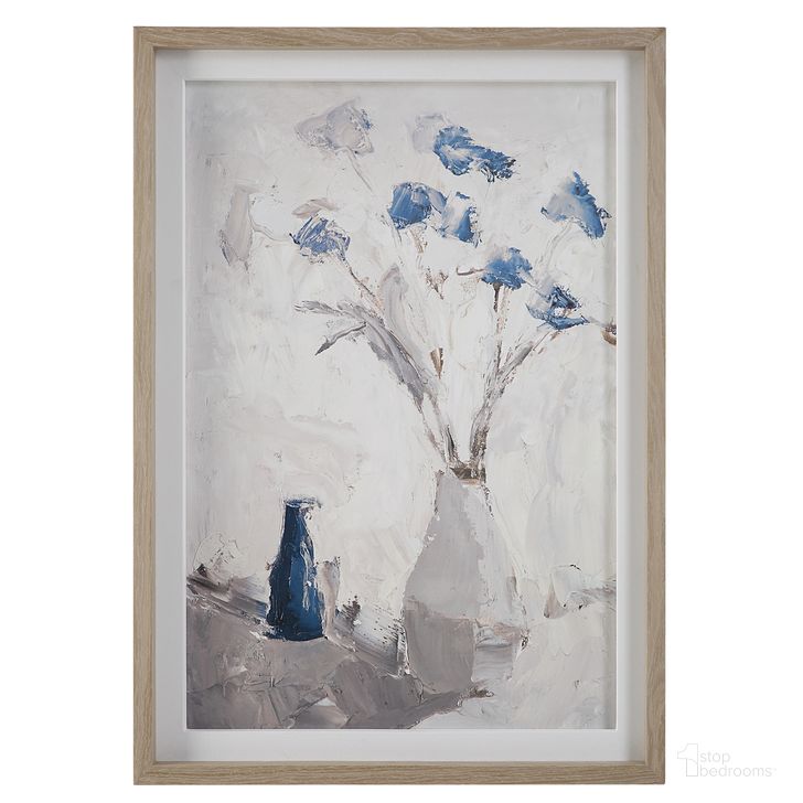 The appearance of Flowers In Vase Framed Print In Blue designed by Uttermost in the  interior design. This blue piece of furniture  was selected by 1StopBedrooms from Blue Flowers Collection to add a touch of cosiness and style into your home. Sku: 32287. Material: MDF. Product Type: Vase. Image1