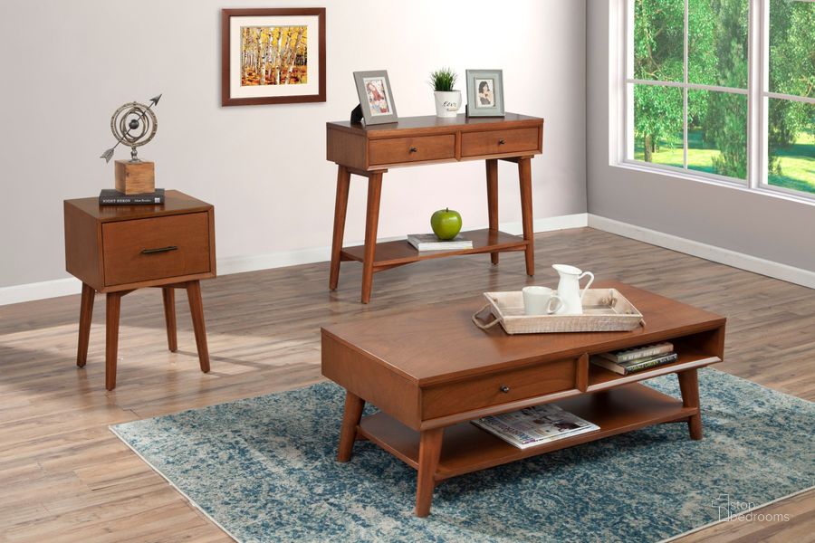 The appearance of Flynn Acorn 1 Drawer Occasional Table Set designed by Alpine in the transitional interior design. This brown piece of furniture  was selected by 1StopBedrooms from Flynn Collection to add a touch of cosiness and style into your home. Sku: 966-61;966-62. Material: Wood Veneer. Product Type: Occasional Table Set. Image1