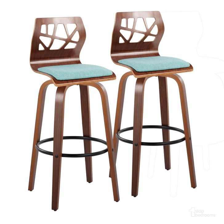 The appearance of Folia 30 Inch Fixed Height Barstool Set of 2 In Teal designed by Lumisource in the transitional interior design. This teal piece of furniture  was selected by 1StopBedrooms from Folia Collection to add a touch of cosiness and style into your home. Sku: B30-FOLIA-GRTZQ2 WLWLTL2. Material: Wood. Product Type: Barstool. Image1