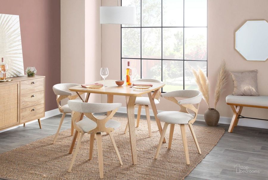 The appearance of Folia Natural Wood Dining Room Set designed by Lumisource in the transitional interior design. This beige piece of furniture  was selected by 1StopBedrooms from Folia Collection to add a touch of cosiness and style into your home. Sku: DT-FOLIA NA;CH-GARD NACR. Material: Wood. Product Type: Dining Room Set. Image1