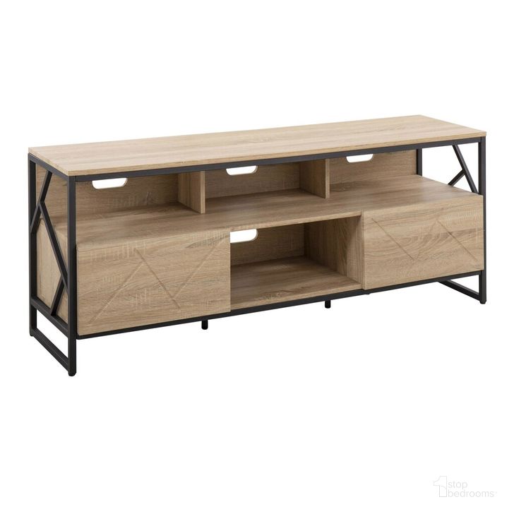 The appearance of Folia TV Stand In Natural designed by Lumisource in the modern / contemporary interior design. This natural piece of furniture  was selected by 1StopBedrooms from Folia Collection to add a touch of cosiness and style into your home. Sku: TV-FOLIA2 NABK. Material: Wood. Product Type: TV Stand. Image1
