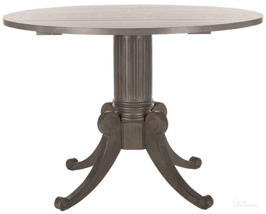 The appearance of Forest Drop Leaf Dining Table DTB1000C designed by Safavieh in the traditional interior design. This grey piece of furniture  was selected by 1StopBedrooms from Forest Collection to add a touch of cosiness and style into your home. Sku: DTB1000C. Table Base Style: Pedestal. Table Top Shape: Round. Material: Wood. Product Type: Dining Table. Size: 43". Image1