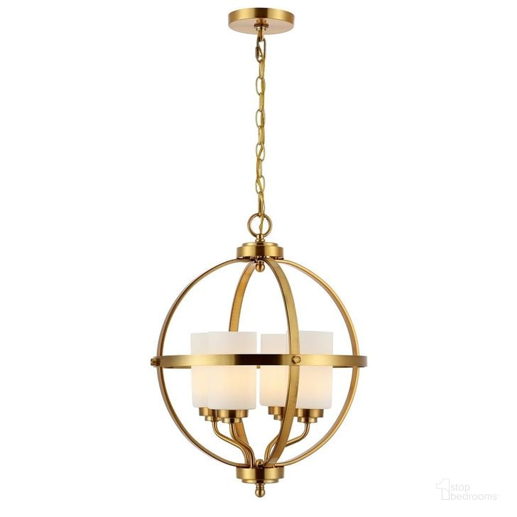 The appearance of Forler Pendant in Gold designed by Safavieh in the modern / contemporary interior design. This gold piece of furniture  was selected by 1StopBedrooms from Forler Collection to add a touch of cosiness and style into your home. Sku: PND4117A. Material: Metal. Product Type: Pendant Lighting. Image1