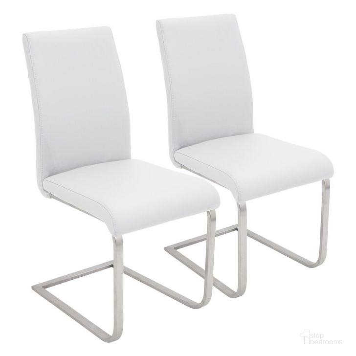 The appearance of Foster Dining Chair Set of 2 In White designed by Lumisource in the modern / contemporary interior design. This white piece of furniture  was selected by 1StopBedrooms from Foster Collection to add a touch of cosiness and style into your home. Sku: DC-FSTR W2. Material: Leather. Product Type: Dining Chair. Image1