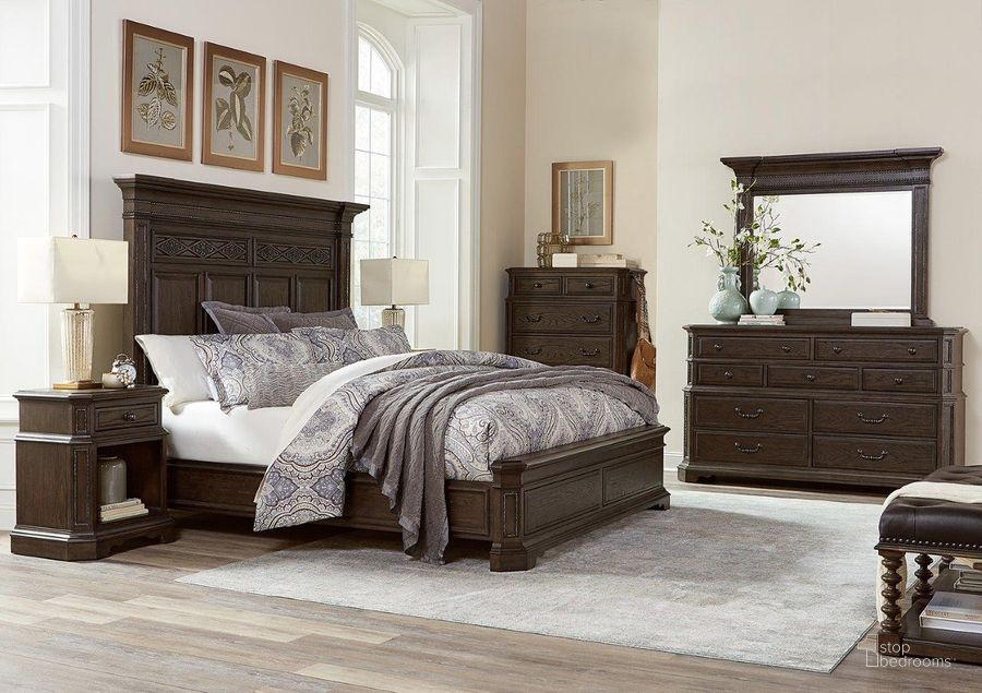 The appearance of Foxhill Bedroom Set In Dark Brown designed by Aspenhome in the traditional interior design. This dark brown piece of furniture  was selected by 1StopBedrooms from Foxhill Collection to add a touch of cosiness and style into your home. Sku: I201-402;I201-403D;I201-412;I201-449. Material: Wood. Product Type: Bedroom Set. Bed Size: Queen. Image1