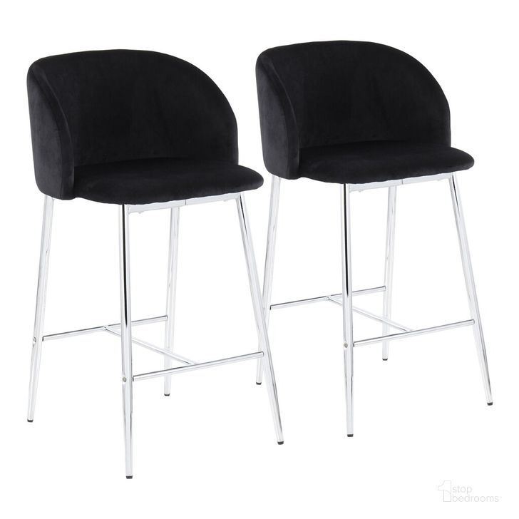 The appearance of Fran Counter Stool Set of 2 In Black designed by Lumisource in the modern / contemporary interior design. This black piece of furniture  was selected by 1StopBedrooms from Luna Collection to add a touch of cosiness and style into your home. Sku: B26-FRAN VBK2. Material: Metal. Product Type: Barstool. Image1