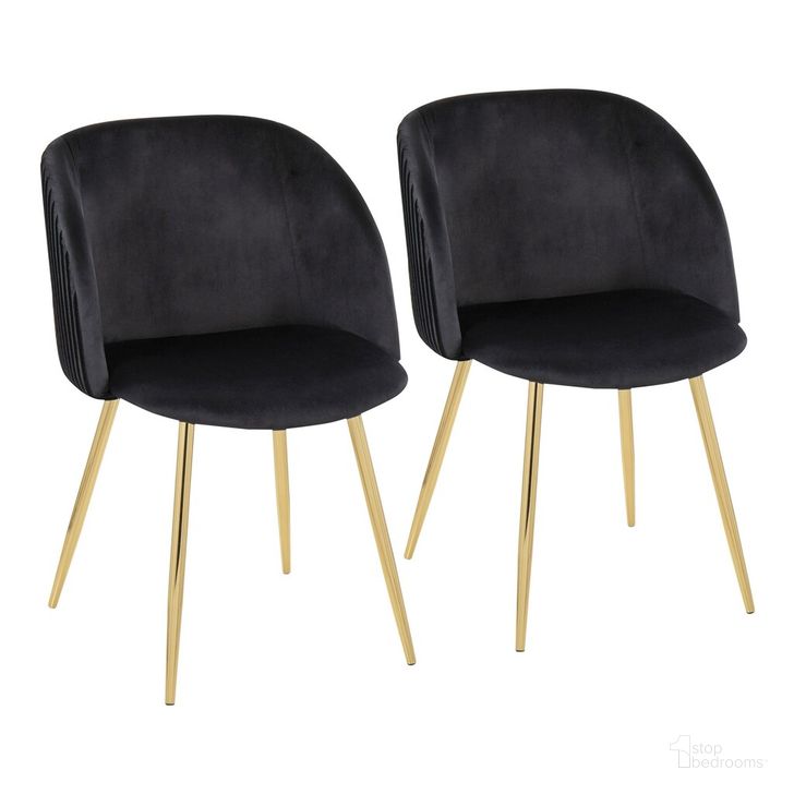 The appearance of Fran Pleated Chair Set of 2 In Black and Gold designed by Lumisource in the modern / contemporary interior design. This black and gold piece of furniture  was selected by 1StopBedrooms from Luna Collection to add a touch of cosiness and style into your home. Sku: CH-FRANPLT AUVBK2. Material: Metal. Product Type: Dining Chair. Image1