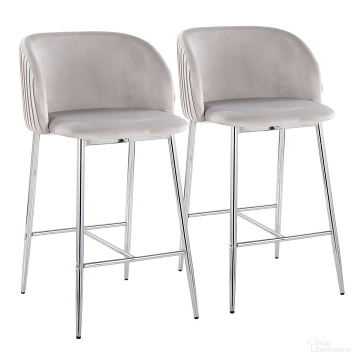The appearance of Fran Pleated Fixed Height Counter Stool Set of 2 In Silver designed by Lumisource in the modern / contemporary interior design. This silver piece of furniture  was selected by 1StopBedrooms from Luna Collection to add a touch of cosiness and style into your home. Sku: B26-FRANPLTV CHRSV2. Material: Metal. Product Type: Barstool. Image1