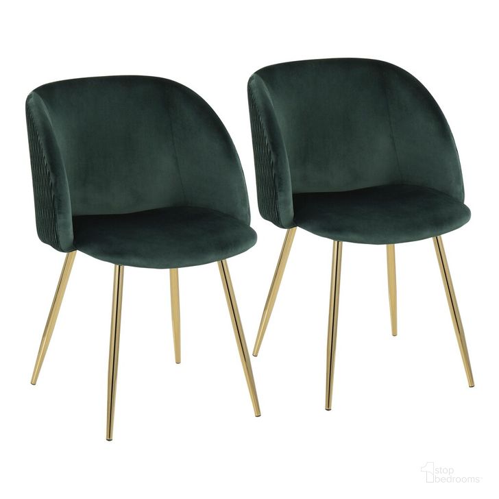 The appearance of Fran Pleated Waves Chair Set of 2 In Green designed by Lumisource in the modern / contemporary interior design. This green piece of furniture  was selected by 1StopBedrooms from Luna Collection to add a touch of cosiness and style into your home. Sku: CH-FRANPLTWV AUVGN2. Material: Metal. Product Type: Dining Chair. Image1