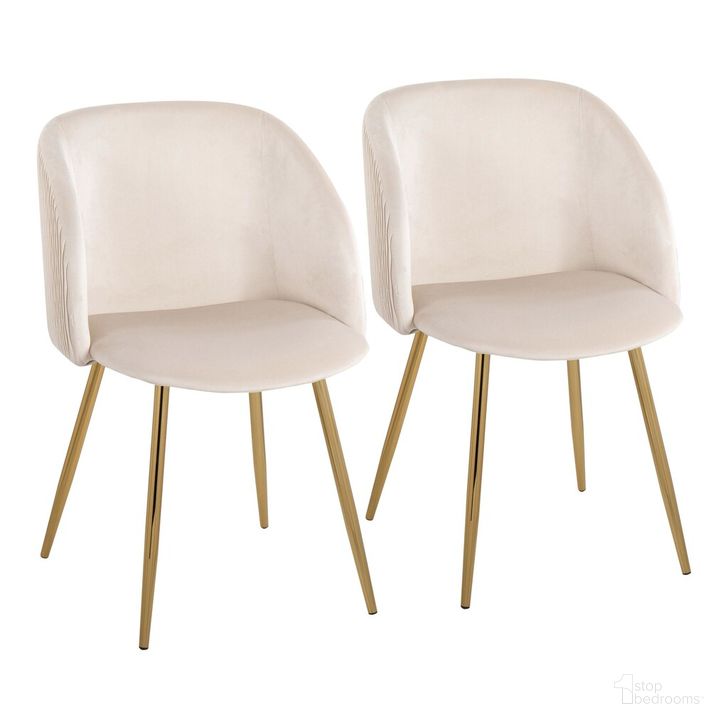 The appearance of Fran Pleated Waves Chair Set of 2 In White and Gold designed by Lumisource in the modern / contemporary interior design. This white and gold piece of furniture  was selected by 1StopBedrooms from Luna Collection to add a touch of cosiness and style into your home. Sku: CH-FRANPLTWV AUVW2. Material: Metal. Product Type: Dining Chair. Image1
