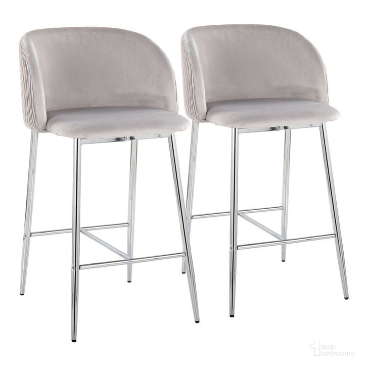 The appearance of Fran Pleated Waves Fixed Height Counter Stool Set of 2 In Silver designed by Lumisource in the modern / contemporary interior design. This silver piece of furniture  was selected by 1StopBedrooms from Luna Collection to add a touch of cosiness and style into your home. Sku: B26-FRANPLTWVV CHRSV2. Material: Metal. Product Type: Barstool. Image1