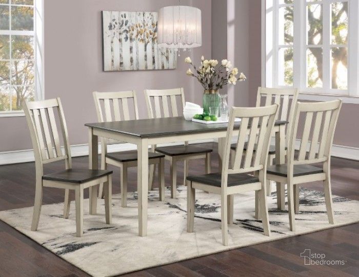 The appearance of Frances Antique White And Gray Dining Room Set designed by Furniture of America in the rustic / southwestern interior design. This gray and white piece of furniture  was selected by 1StopBedrooms from Frances Collection to add a touch of cosiness and style into your home. Sku: CM3478WH-T;CM3478WH-SC-2PK. Material: Wood. Product Type: Dining Room Set. Image1