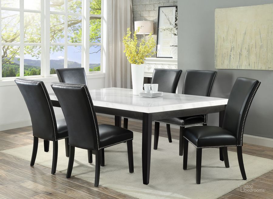 The appearance of Francis 7-Piece Rectangle Dining Room Set In White designed by Steve Silver in the modern / contemporary interior design. This white piece of furniture  was selected by 1StopBedrooms from Francis Collection to add a touch of cosiness and style into your home. Sku: FC500MT;FC500TL;FC550S;FC550S;FC550S. Product Type: Dining Room Set. Material: MDF. Image1