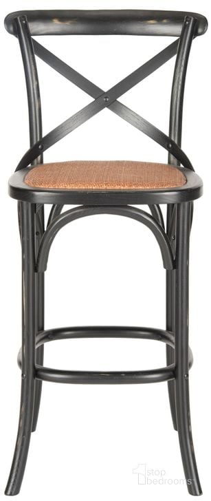The appearance of Franklin Hickory and Medium Brown X-Back Bar Stool designed by Safavieh in the transitional interior design. This black piece of furniture  was selected by 1StopBedrooms from Franklin Collection to add a touch of cosiness and style into your home. Sku: AMH9502B. Material: Wood. Product Type: Barstool. Image1