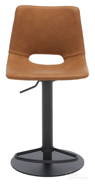 The appearance of Freya Gas Lift Bar Stool in Cognac designed by Safavieh in the modern / contemporary interior design. This cognac piece of furniture  was selected by 1StopBedrooms from Freya Collection to add a touch of cosiness and style into your home. Sku: BST3014B. Product Type: Barstool. Image1