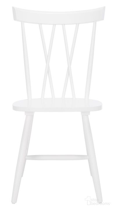 The appearance of Friar Dining Chair Set of 2 in White designed by Safavieh in the modern / contemporary interior design. This white piece of furniture  was selected by 1StopBedrooms from Friar Collection to add a touch of cosiness and style into your home. Sku: DCH1401B-SET2. Material: Wood. Product Type: Dining Chair. Image1