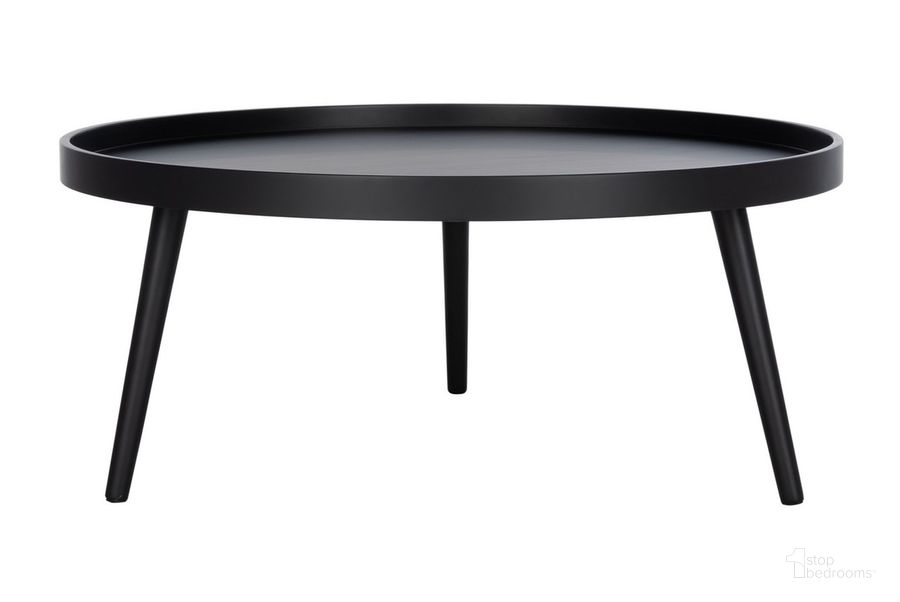 The appearance of Fritz Black Round Tray Top Coffee Table designed by Safavieh in the modern / contemporary interior design. This black piece of furniture  was selected by 1StopBedrooms from Fritz Collection to add a touch of cosiness and style into your home. Sku: COF4204A. Material: Wood. Product Type: Coffee Table. Image1