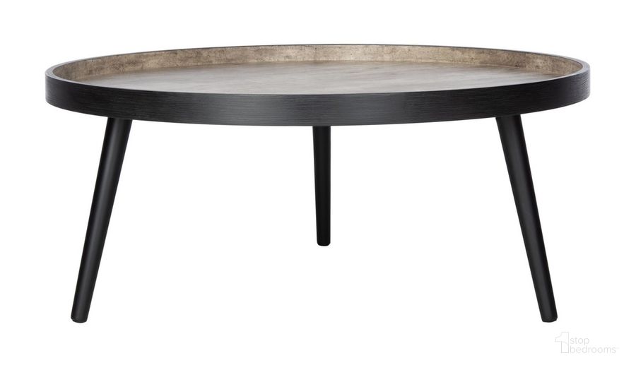 The appearance of Fritz Light Gray and Black Round Tray Top Coffee Table designed by Safavieh in the modern / contemporary interior design. This light gray piece of furniture  was selected by 1StopBedrooms from Fritz Collection to add a touch of cosiness and style into your home. Sku: COF4204B. Material: Wood. Product Type: Coffee Table. Image1