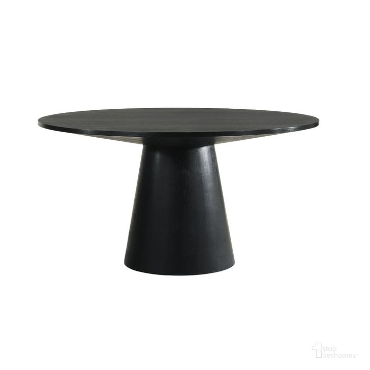 The appearance of Froja Round Dining Table In Black designed by ACME in the transitional interior design. This black piece of furniture  was selected by 1StopBedrooms from Froja Collection to add a touch of cosiness and style into your home. Sku: DN01802-1;DN01802-2. Table Base Style: Pedestal. Table Top Shape: Round. Material: Wood. Product Type: Dining Table. Image1