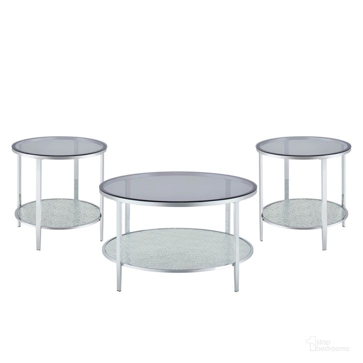 The appearance of Frostine 3Pc Occasional Table Set In Silver designed by Steve Silver in the modern / contemporary interior design. This silver piece of furniture  was selected by 1StopBedrooms from Frostine Collection to add a touch of cosiness and style into your home. Sku: FS700C;FS700E;FS700E. Material: Glass. Product Type: Occasional Table Set. Image1