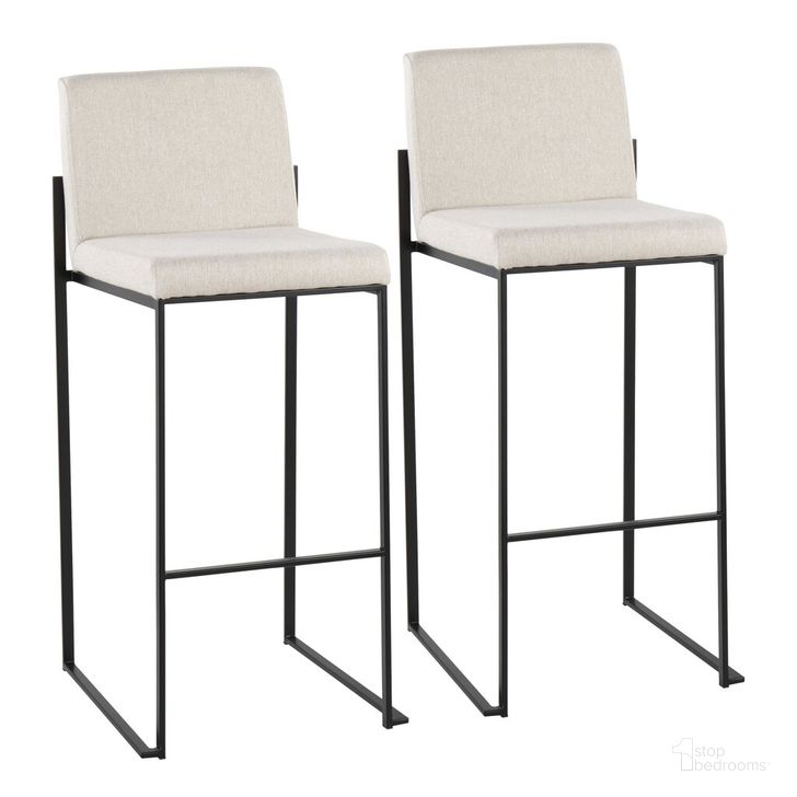 The appearance of Fuji High Back Barstool Set of 2 In Black and Beige designed by Lumisource in the modern / contemporary interior design. This black and beige piece of furniture  was selected by 1StopBedrooms from Fuji Collection to add a touch of cosiness and style into your home. Sku: B30-FUJIHB BKFBG2. Material: Polyester. Product Type: Barstool. Image1