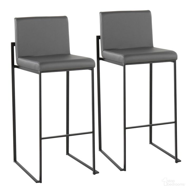 The appearance of Fuji High Back Barstool Set of 2 In Black and Gray designed by Lumisource in the modern / contemporary interior design. This black and gray piece of furniture  was selected by 1StopBedrooms from Fuji Collection to add a touch of cosiness and style into your home. Sku: B30-FUJIHB BKGY2. Material: Leather. Product Type: Barstool. Image1