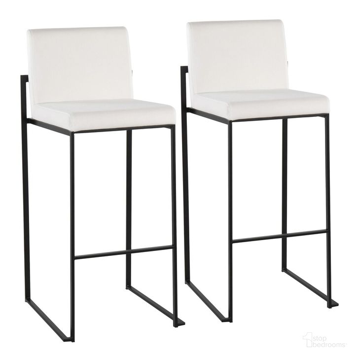 The appearance of Fuji High Back Barstool Set of 2 In Black and White designed by Lumisource in the modern / contemporary interior design. This black and white piece of furniture  was selected by 1StopBedrooms from Fuji Collection to add a touch of cosiness and style into your home. Sku: B30-FUJIHB BKVW2. Product Type: Barstool. Material: Velvet. Image1
