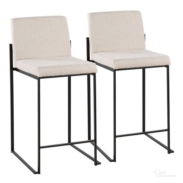 The appearance of Fuji High Back Counter Stool Set of 2 In Black and Beige designed by Lumisource in the modern / contemporary interior design. This black and beige piece of furniture  was selected by 1StopBedrooms from Fuji Collection to add a touch of cosiness and style into your home. Sku: B26-FUJIHB BKFBG2. Material: Polyester. Product Type: Barstool. Image1