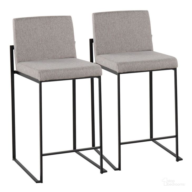 The appearance of Fuji High Back Counter Stool Set of 2 In Black and Gray designed by Lumisource in the modern / contemporary interior design. This black and gray piece of furniture  was selected by 1StopBedrooms from Fuji Collection to add a touch of cosiness and style into your home. Sku: B26-FUJIHB BKFGY2. Material: Polyester. Product Type: Barstool. Image1