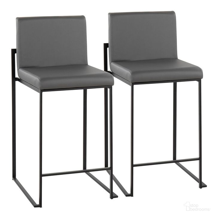 The appearance of Fuji High Back Counter Stool Set of 2 In Black and Gray designed by Lumisource in the modern / contemporary interior design. This black and gray piece of furniture  was selected by 1StopBedrooms from Fuji Collection to add a touch of cosiness and style into your home. Sku: B26-FUJIHB BKGY2. Material: Leather. Product Type: Barstool. Image1
