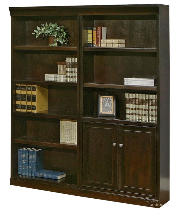 The appearance of Fulton Executive Wood Bookcase with Doors In Brown designed by Martin Furniture in the traditional interior design. This brown piece of furniture  was selected by 1StopBedrooms from Fulton Collection to add a touch of cosiness and style into your home. Sku: FL3072D. Material: Wood. Product Type: Bookcase. Image1