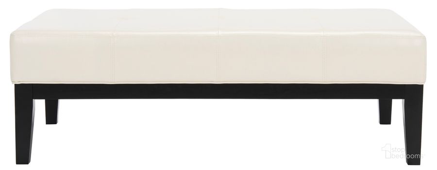 The appearance of Fulton Flat Cream and Black 48 Inch x 30 Inch Cocktail Ottoman designed by Safavieh in the modern / contemporary interior design. This cream piece of furniture  was selected by 1StopBedrooms from Fulton Collection to add a touch of cosiness and style into your home. Sku: HUD8236C. Material: Wood. Product Type: Ottoman. Image1