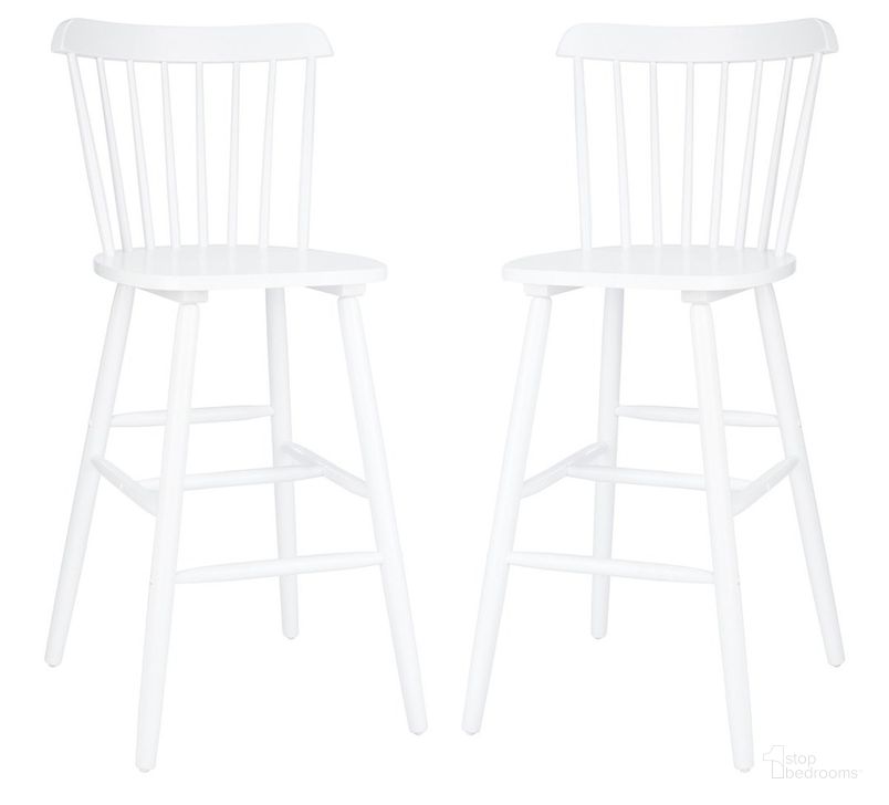 The appearance of Galena Bar Stool BST8502A Set of 2 designed by Safavieh in the modern / contemporary interior design. This white piece of furniture  was selected by 1StopBedrooms from Galena Collection to add a touch of cosiness and style into your home. Sku: BST8502A-SET2. Product Type: Barstool. Material: Rubberwood. Image1