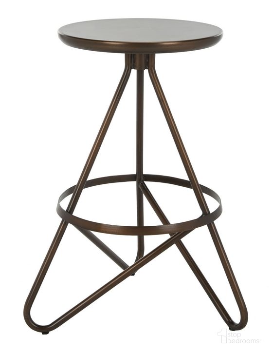 The appearance of Galexia Antique Copper Counter Stool designed by Safavieh in the industrial interior design. This antique copper piece of furniture  was selected by 1StopBedrooms from Galexia Collection to add a touch of cosiness and style into your home. Sku: BST3201A. Product Type: Barstool. Material: Iron. Image1