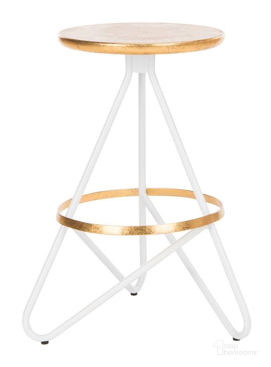 The appearance of Galexia White/Gold Top Counter Stool designed by Safavieh in the rustic / southwestern interior design. This gold piece of furniture  was selected by 1StopBedrooms from Galexia Collection to add a touch of cosiness and style into your home. Sku: BST3201C. Product Type: Barstool. Material: Iron. Image1