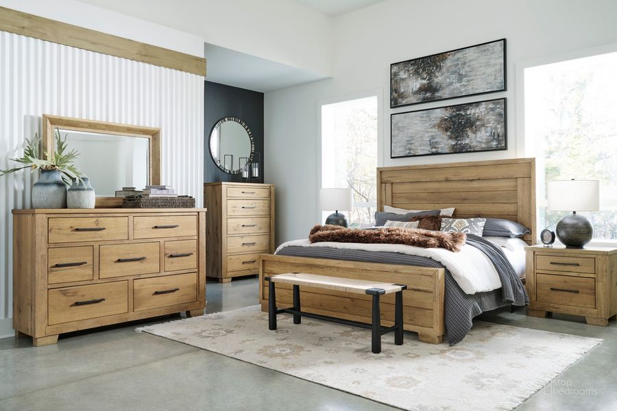 The appearance of Galliden Bedroom Set in Black and Brown designed by Signature Design by Ashley in the modern / contemporary interior design. This black and brown piece of furniture  was selected by 1StopBedrooms from Galliden Collection to add a touch of cosiness and style into your home. Sku: B841-54;B841-57;B841-92. Material: Wood. Product Type: Panel Bed. Bed Size: Queen. Image1