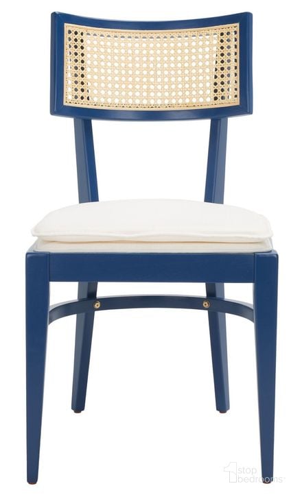 The appearance of Galway Cane Dining Chair in Navy designed by Safavieh in the modern / contemporary interior design. This navy piece of furniture  was selected by 1StopBedrooms from Galway Collection to add a touch of cosiness and style into your home. Sku: DCH1007E. Material: Wood. Product Type: Dining Chair. Image1