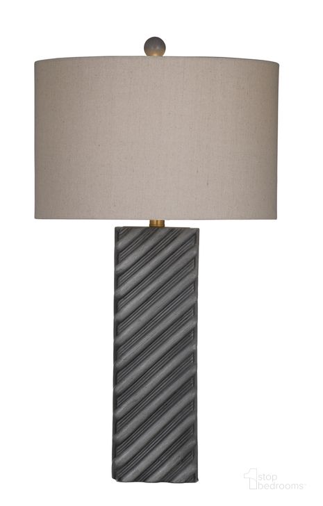 The appearance of Gannex Table Lamp In Grey designed by Bassett Mirror Company in the industrial interior design. This grey piece of furniture  was selected by 1StopBedrooms from  to add a touch of cosiness and style into your home. Sku: L4323T. Product Type: Table Lamp. Material: Cement. Image1