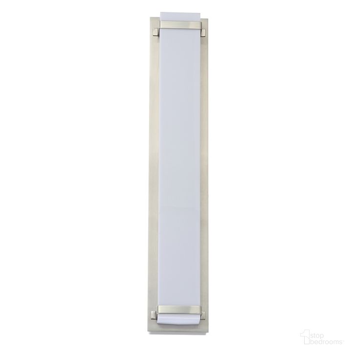 The appearance of Gannon Brush Nickel and White Vanity Bar Bathroom Sconce designed by Safavieh in the modern / contemporary interior design. This white / nickel piece of furniture  was selected by 1StopBedrooms from Safavieh SCN Collection to add a touch of cosiness and style into your home. Sku: SCN4041A. Product Type: Wall Sconce. Image1